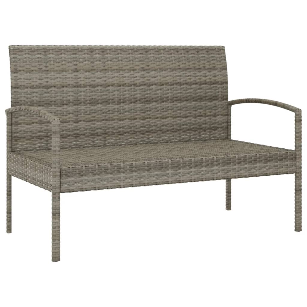Vidaxl Ławka Ogrodowa Z Poduszką, Szara, 105 Cm, Polirattan