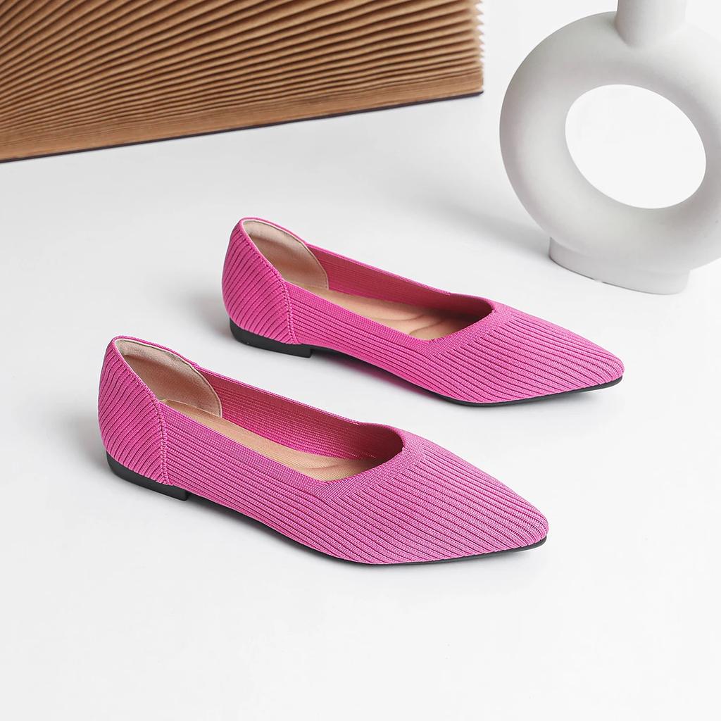Shoes Woman Flat with Pointed Soft Knitted Sole Breathable and Comfortable Women's Flats Shoes Spring and Autumn 2025 New Model