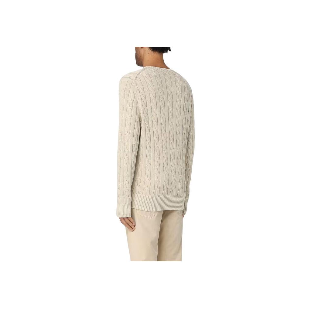 Polo Ralph Lauren Solid Color Crew Neck Knit Sweater Men sweater Beige 710965867-001