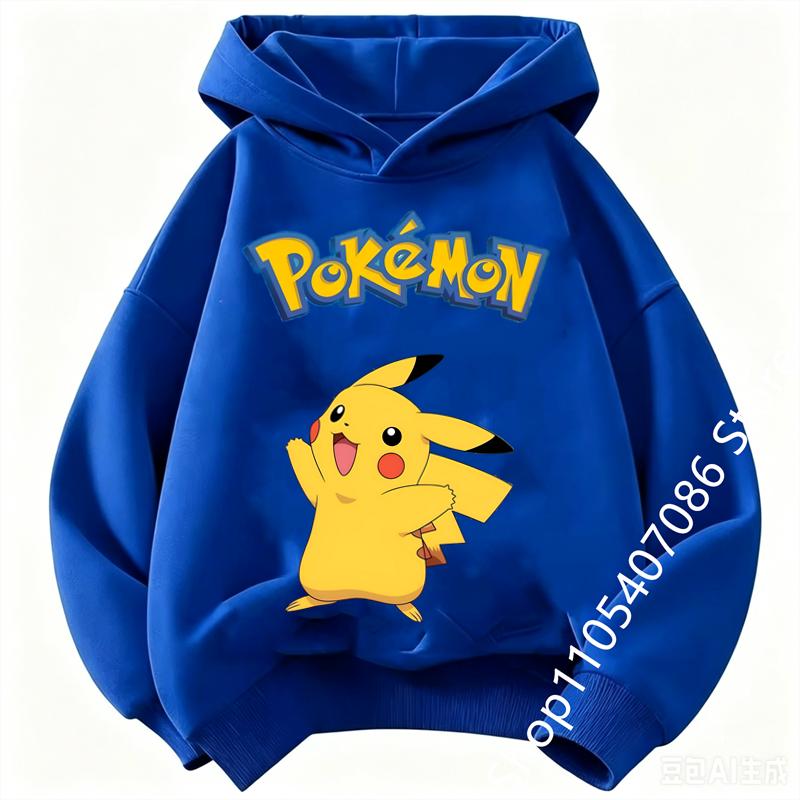 Felpa per Bambini Pikachu 2026 Nuovo Stile Felpa Sportiva per Ragazzi Felpa con Stampa Cartoni Animati per Ragazze Primavera-Autunno Maniche Lunghe Felpa Casual