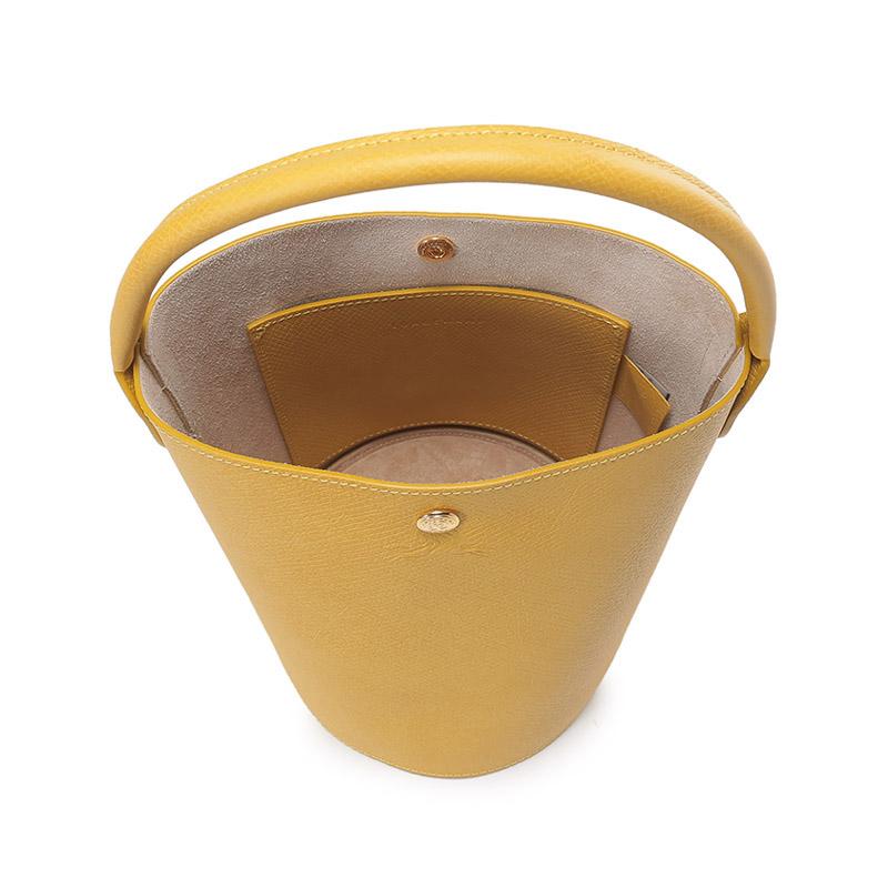 Longchamp Épure 17 Press Stud Closure Embossed Calfskin Bucket Handbag Small Women handbags Yellow 10161HYZ452