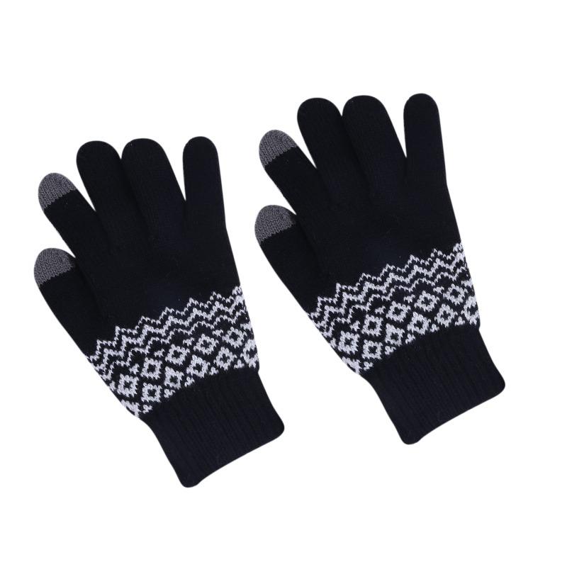 Women Men Fashion Winter Knitted Warm Driving Cycling Gloves Outdoor Thickened Touch Screen Gloves Jacquard Gloves for Cold Weather