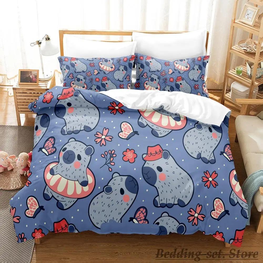 Kawaii Capybaras Bedding Set Single Twin Full Queen King Size Bed Set Aldult Kid Bedroom Duvetcover Sets 3D bed cover set Tool