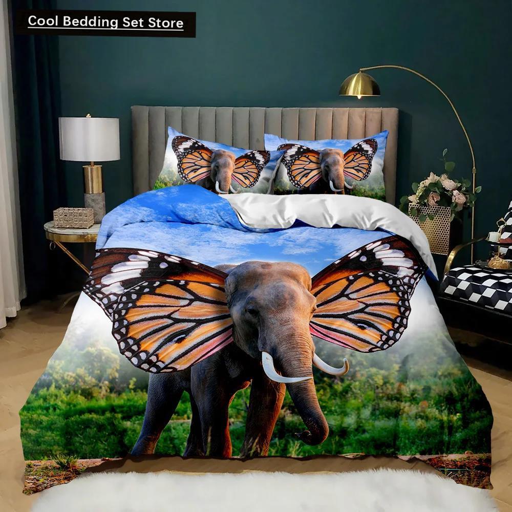 Boho Elephant Duvet Cover Set Bohemian Mandala Elephant Bedding Set Safari Animal Indian Exotic Queen King Polyester Quilt Cover