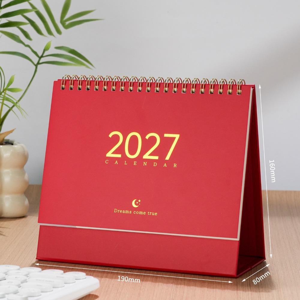 Paper 2027 Desk Calendar Spiral Binding Flip Calendar Durable Academic Planner Office Desk