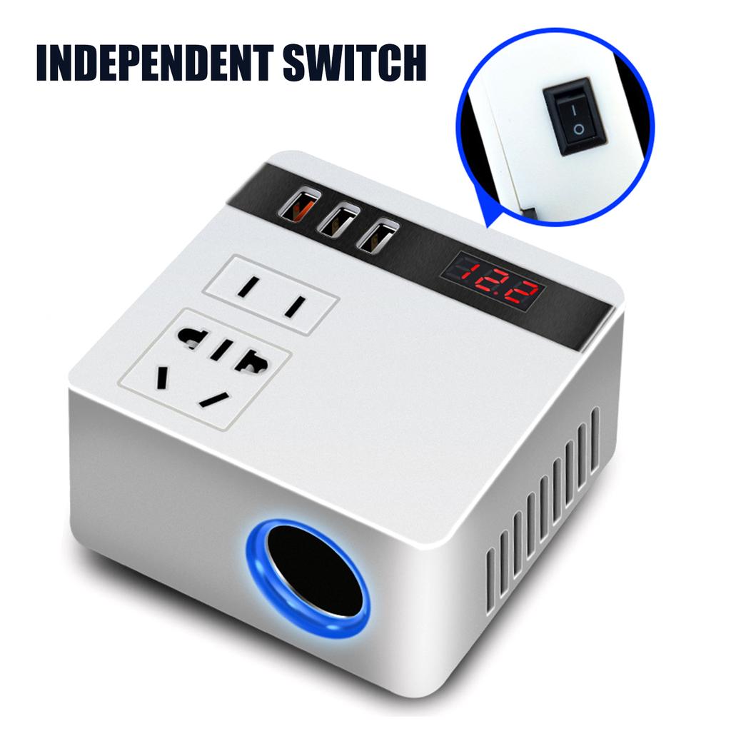 12V 24V To 220V Car Power Inverter 150W With 3 USB Ports Power Adapter For Mobile Device Rapid Charging