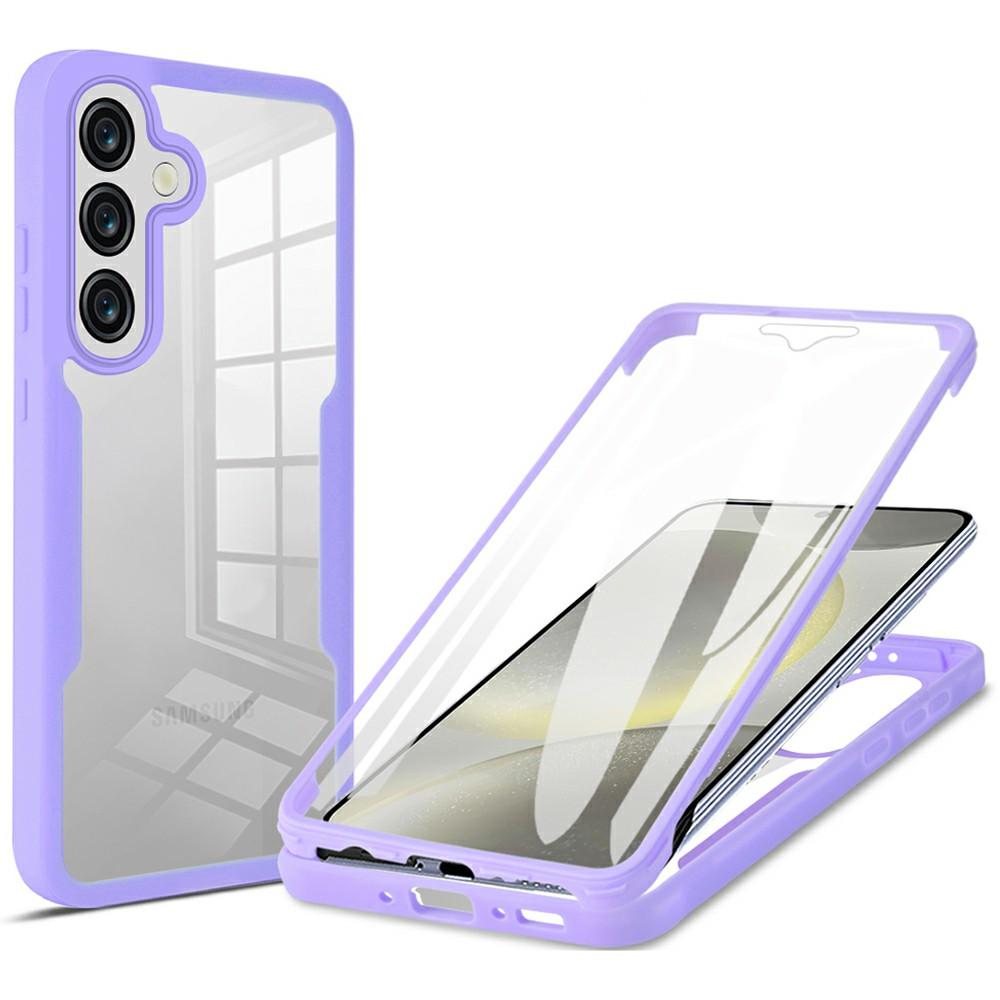

For Samsung Galaxy M36 5G Case Acrylic+TPU Clear Phone Cover with PET Screen Film Purple