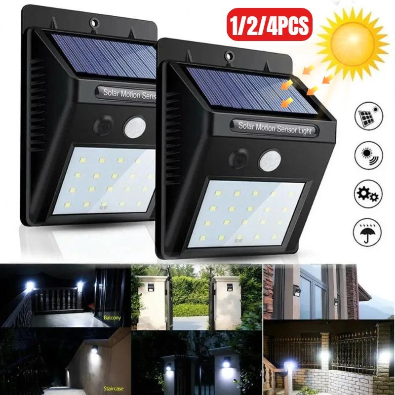 1/2/4pcs Waterproof LED Solar Light Motion Sensor Outdoors Garden Light Decoration Fence Stair Pathway Yard Security Solar Lamp Dropshipping