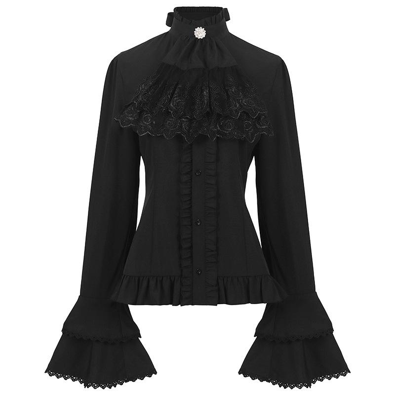 2023 Women's European & American Steampunk Victorian Pleated Shirt