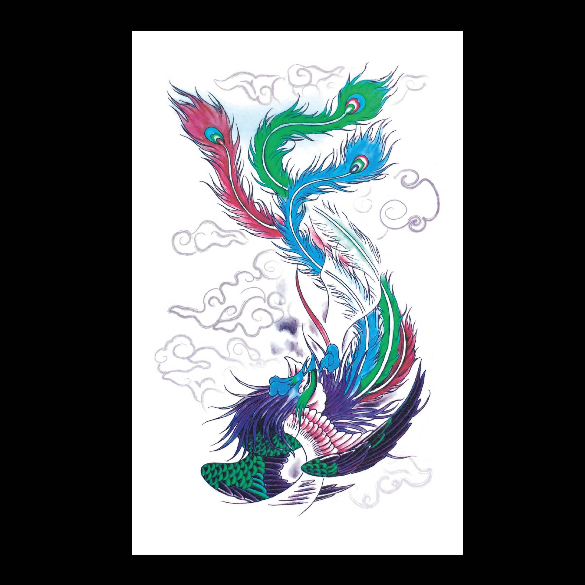 

Водонепроницаемые наклейки для татуировки: Волк, Карп, Гуань Гун, Череп, Пламя, Гейша, Крест, Сова, Цветы 12*19cm