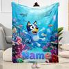 Bluey's Beach Adventure Customize Text Blanket Throw Personalized Blanket Warmthful Decor Perfect for Office Seaside Chair Office Chair All-Season Use
