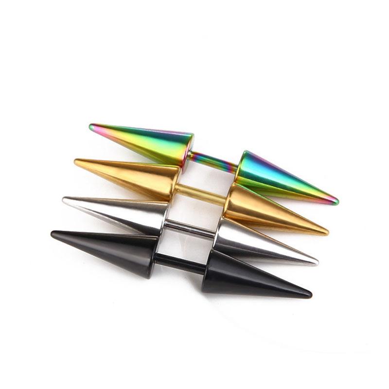 Stainless Steel Personality Fashion Sharp Cone Earrings Anti -Allergic Electroplating Earrings