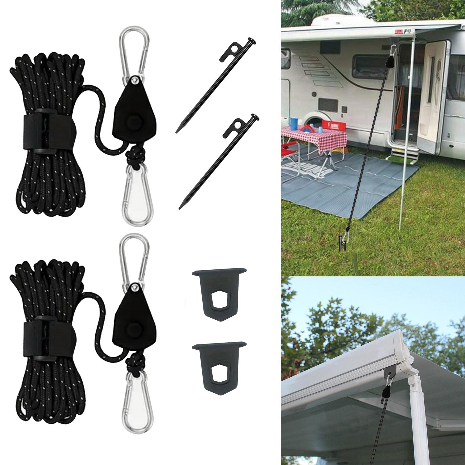 

Tent Fastener Rope Adjustable Fixed Buckle Pulley Rope Awning Tie Down Kit Tent Hooks Clips Tent Stakes For Caravan Motorhome RV