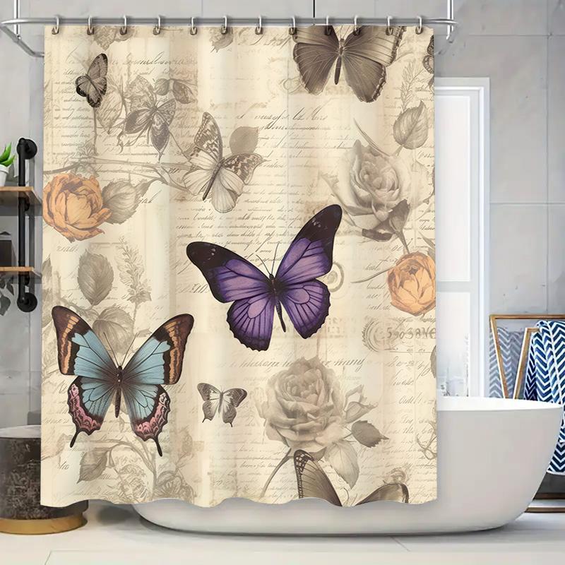 

Роскошная шторка для ванной с принтом бабочек, декоративная шторка для душа для ванной комнаты, доступна в нескольких цветах (черный) 90x180cm