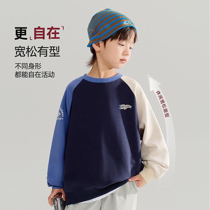 Boy S Color Block Crew Neck Sweatshirt Casual Autumn Top