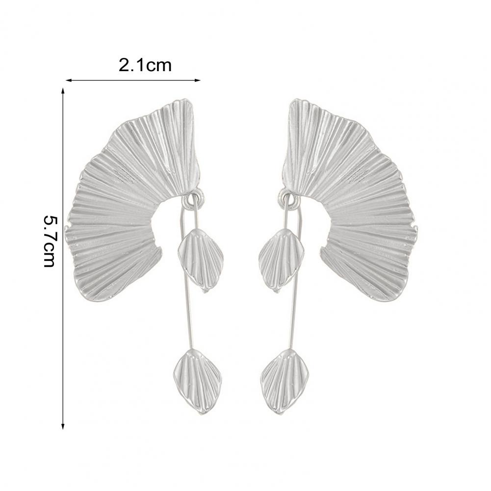 Women Fashion Dangle Earrings Ginkgo Leaf Fan Shape Earrings Vintage Boho Textured Dangle Earrings Jewelry Gifts for Her