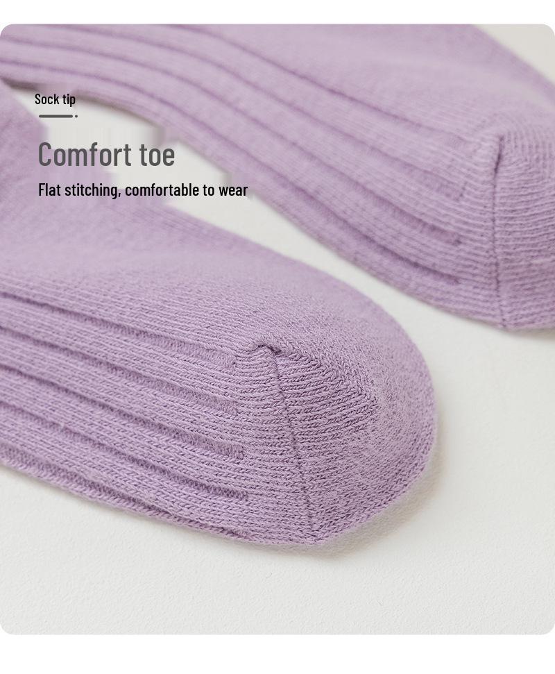 Free Shipping Candy Color Children's Mid-Calf Socks (2026 Autumn/Winter) - Versatile Plain Double Needle for Boys & Girls