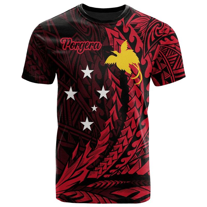 Papua Guinea T-shirt For Men Summer Casual 3D Printed Polynesia T Shirts Crew Neck Short Sleeves Tops Street Loose Tees