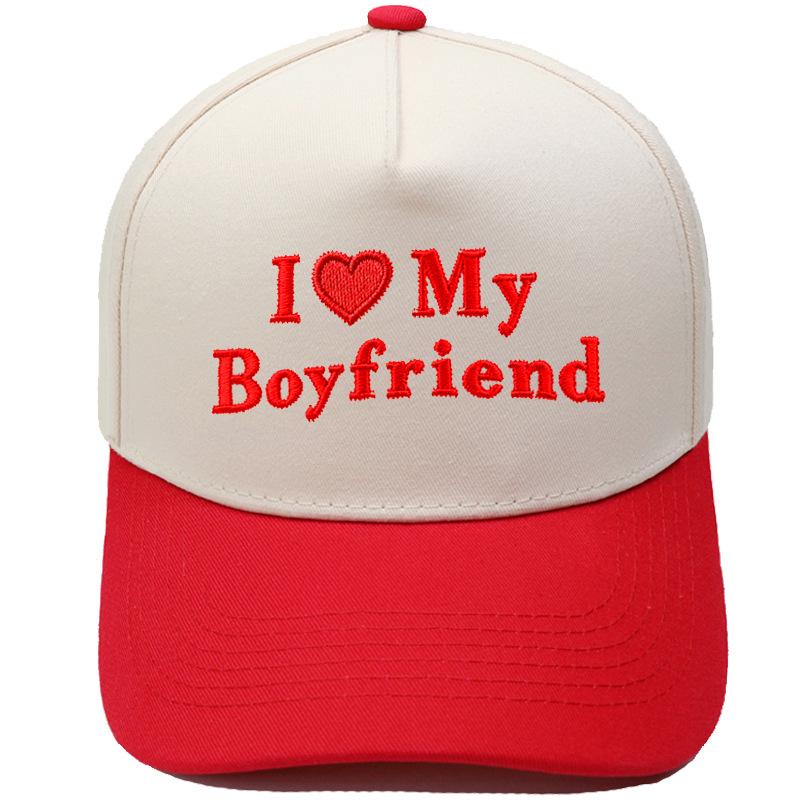 My Boyfriend Love Embroidery Truck Driver Baseball Cap Retro Color Matching Men's and Women's Casual Sun Hat