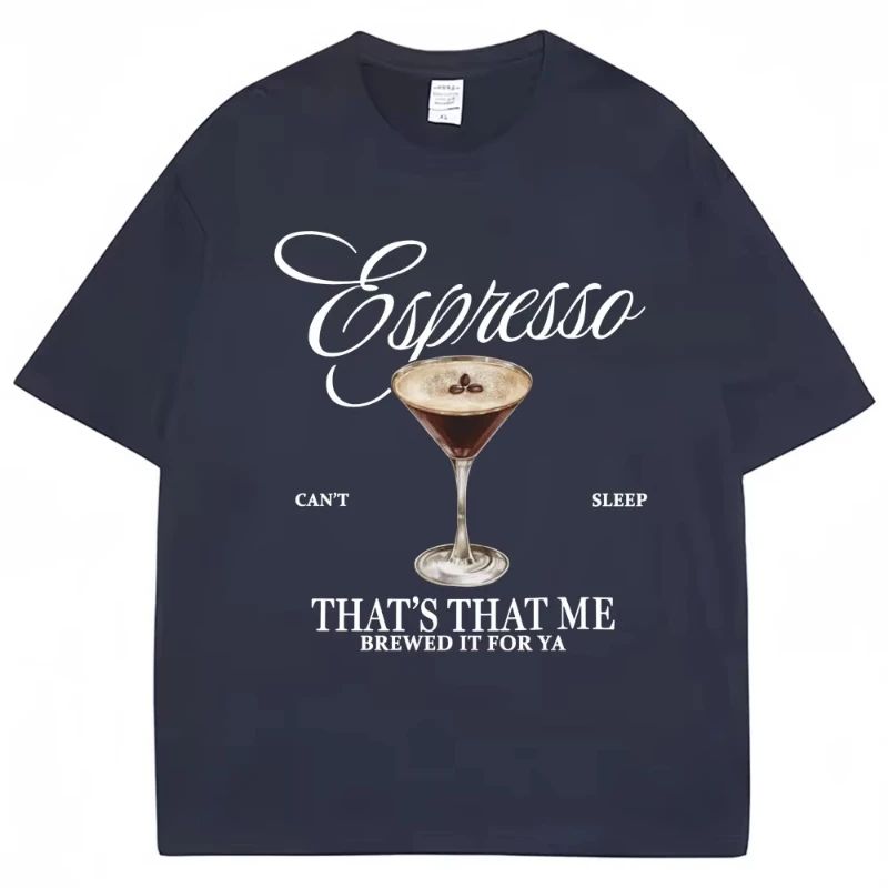 T-shirt Estetica Y2k Sabrina Carpenter Stampa Espresso Martini Cotone T-shirt Larga Casual Top Larghi Streetwear Unisex