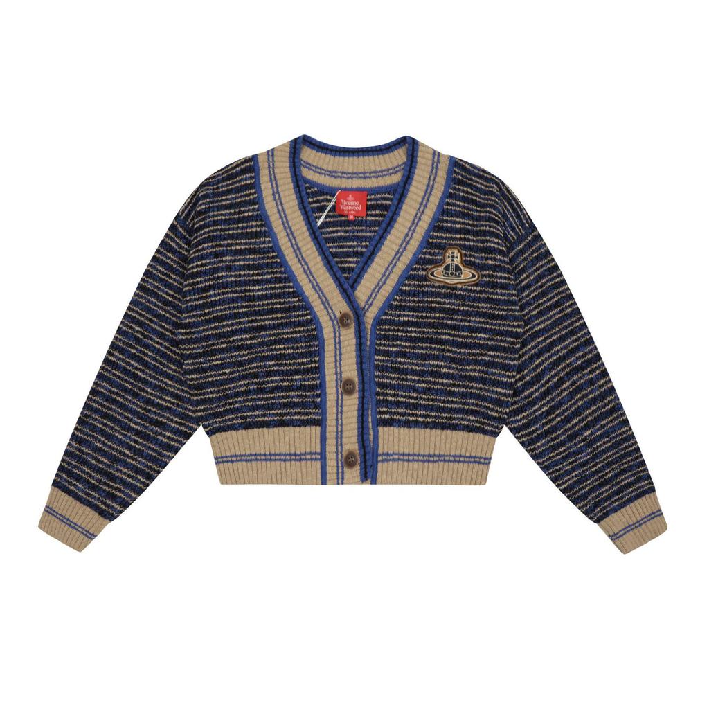 25SS Vivi Saturn Stickerei Schlanker Strickpullover mit Rüschenkragen - Koreanische Frühjahrs-/Herbstkollektion