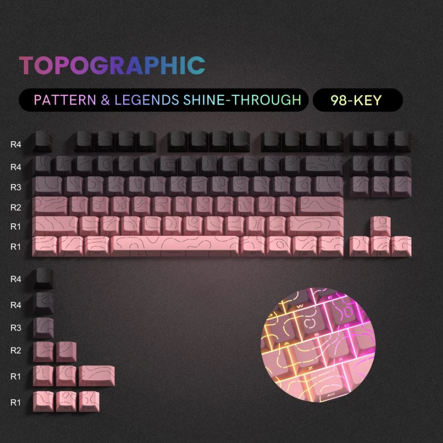 Xiaomi Contour 4.0 Side Engraved Keycap PBT Translucent 97 Key Gaming Mechanical Keyboard Key Cap White For Magnetic Switch F75 GMK87
