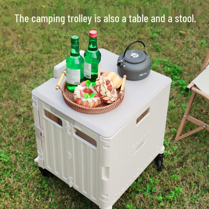 Deli Foldable Rolling Storage Crate with Pull Handle