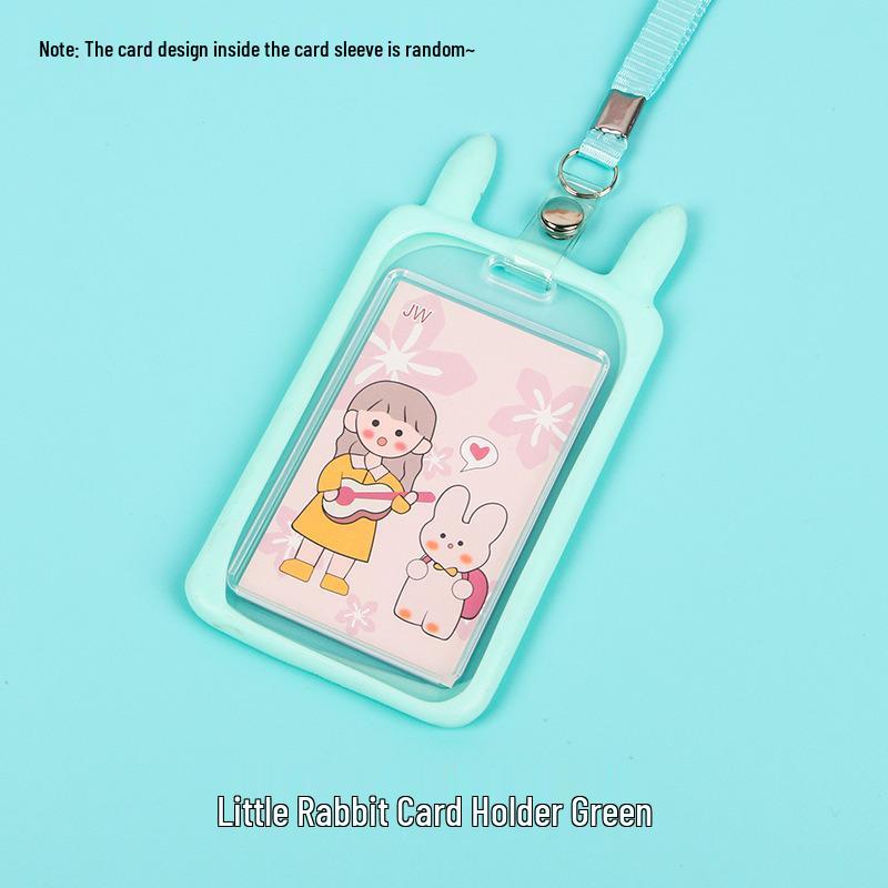 Creative Cartoon ID Card Holder with Lanyard - Cute, Transparent, and Waterproof for Students and Employees