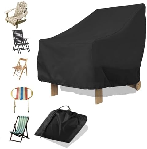Gatphy Patio Furniture Cover Waterproof Windproof, 210D Outdoor Chair Cover 80x85x91cm UV Resistant Tear Resistant with Adjustable Cord, Black
