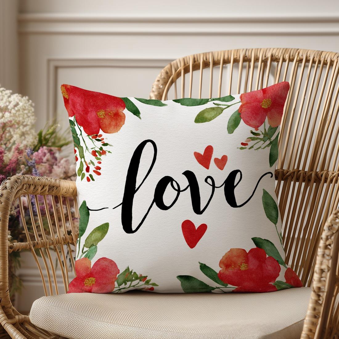 Винтажная односторонняя наволочка, розовая цветочная наволочка  Любовь любовь  ко Дню святого Валентина 40x40cm/16x16inch