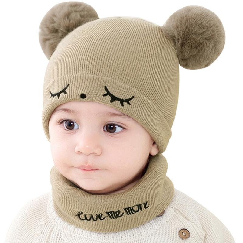 Toddler Solid Color Knitted Winter Hats Toddler Beanies Hat Soft Winter Warm Boys and Girls Caps for Newborn Baby