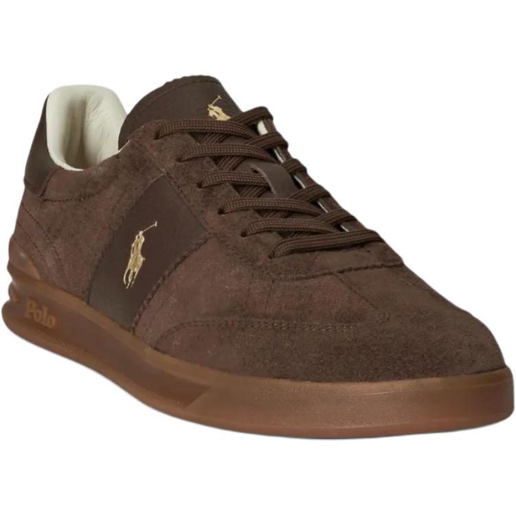 Polo Ralph Lauren Heritage Area Leather Round Toe Lace-Up Low-Top Sneakers Men Sneakers Brown 809973707001