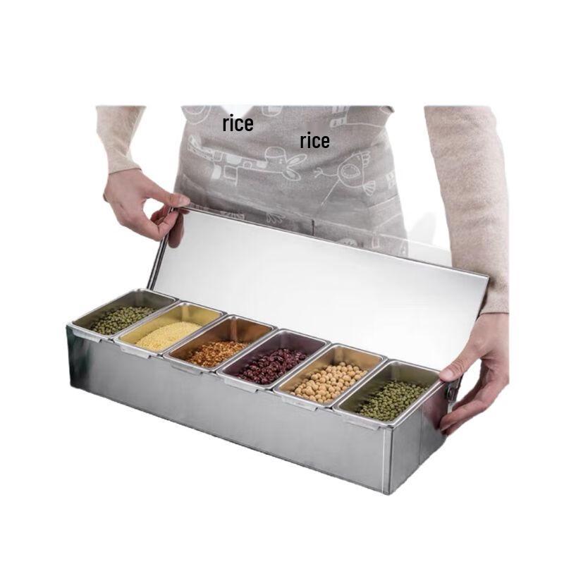 Stainless Steel 6-Compartment Condiment Box