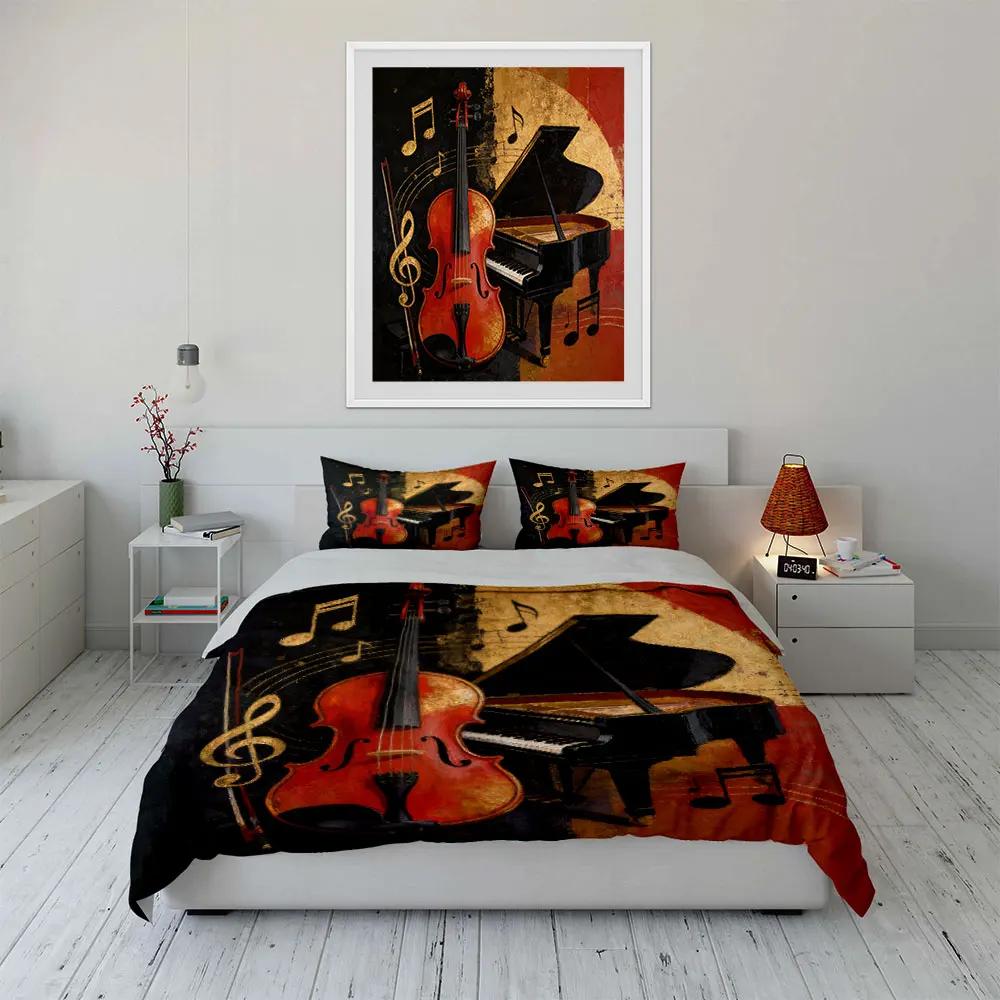 "Musical Instruments Wall Art" Soft Comfortable Duvet Cover Bedding Set Included 1*Duvet Cover & 2*Pillowcases Gift
