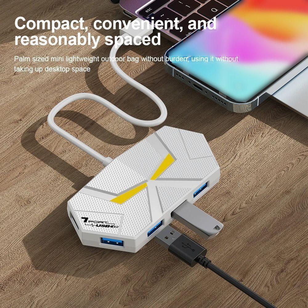 

Type C USB Splitter Adapter 4/7 Ports USB 3.0 HUB Splitter USB Docking Station Hard Drive 0.6M 4-in-1 Black