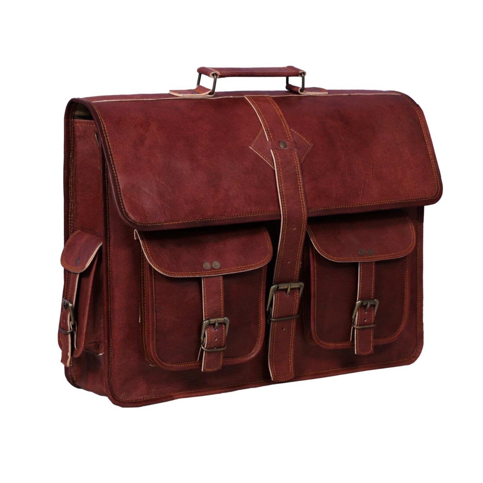 Женская винтажная коричневая сумка из натуральной кожи ручной работы — фото 2