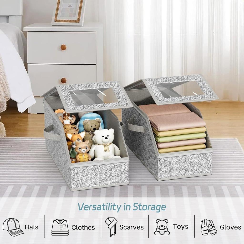 Collapsible Large Capacity Baseball Cap Storage Box with Lid Dustproof Zippered Hat Organizer Container for Multi Hat Storage