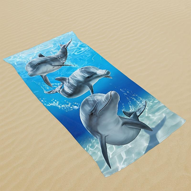 Dolphins Beach Towel Ocean Animal Print Soft Quick-Dry Large Bath Towel For Kids Travel Swim Pool Summer Fun