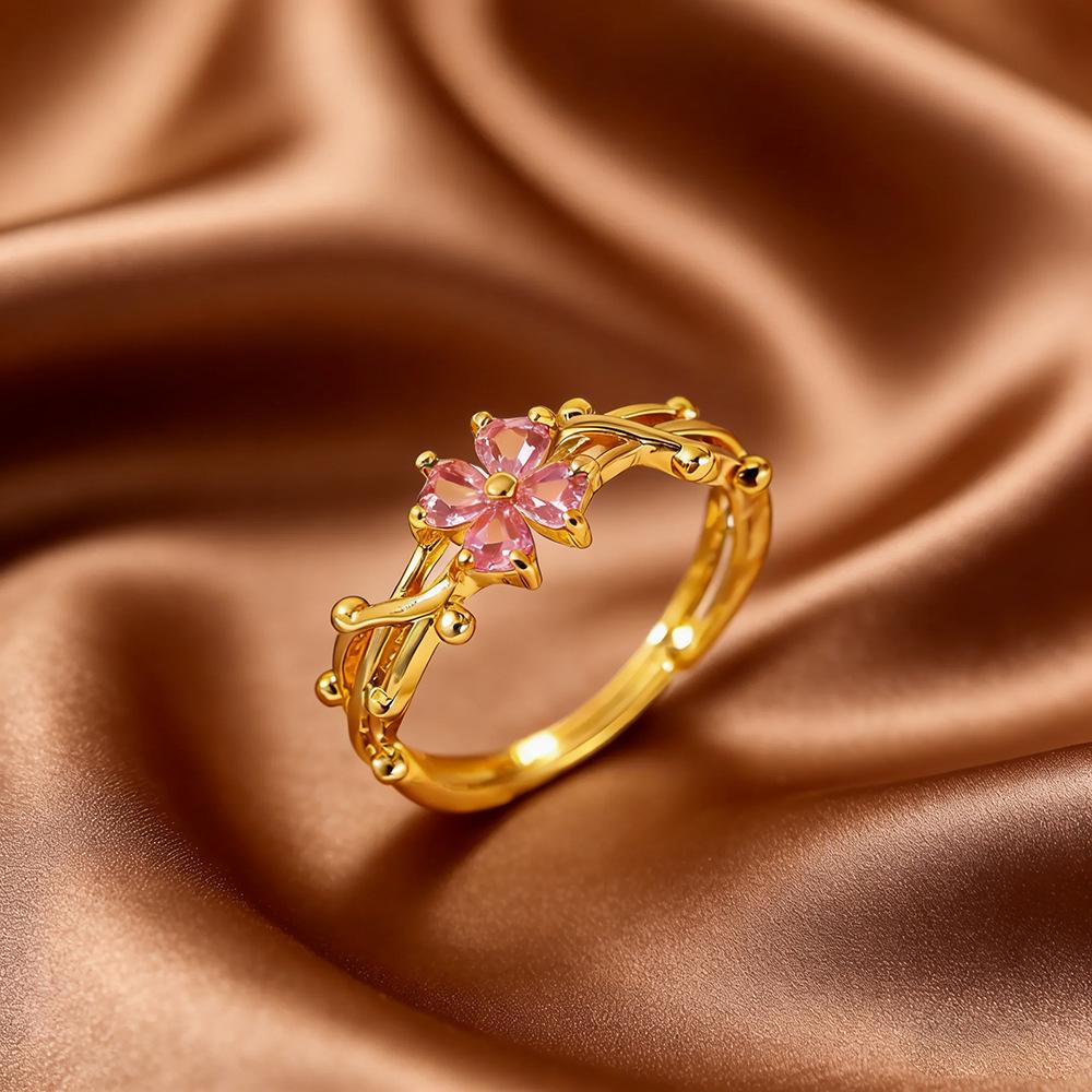 Micro-Inlaid Zircon Fashion Open Ring - Adjustable Luxury Index Finger Jewelry for Women