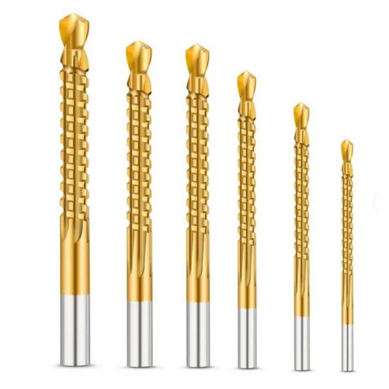 Titanium Coated HSS Twist Drill Bits, 3-8mm Serrated Side Cutting Drill Bit, Hex Shank Serrated Cutting Drill Bits, Drill Bit Woodworking Tools, Hole