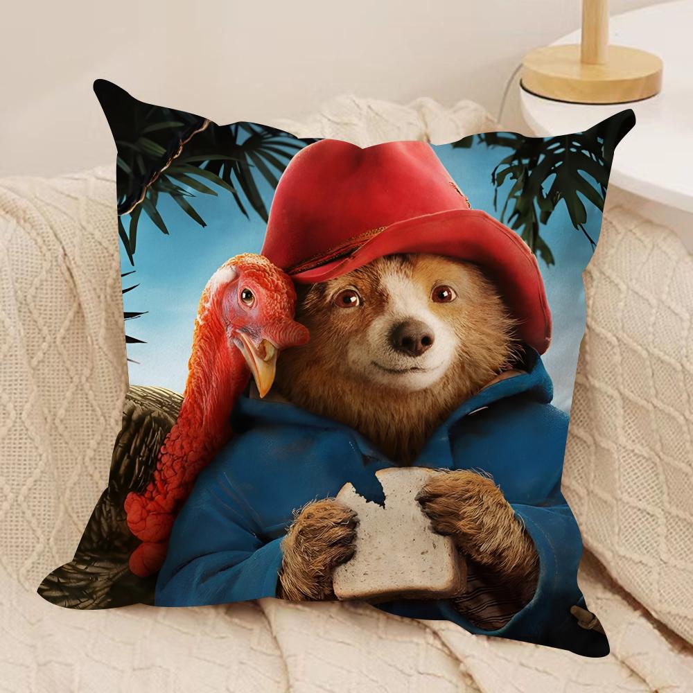 Cute Bear Cushion Cover Silky Short Plush Double-Sided Printed Pillow Case for Sofa All Seasons Home Decor Gift