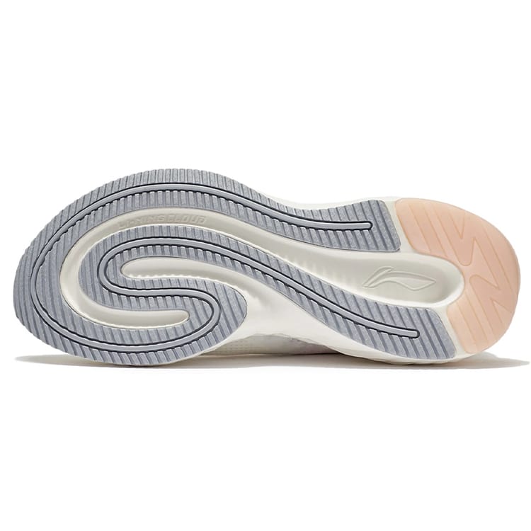 Li Ning Cushioning Slip Resistant Abrasion Resistant Low Top Running Shoes Women's White Pink Blue ARSS018-4