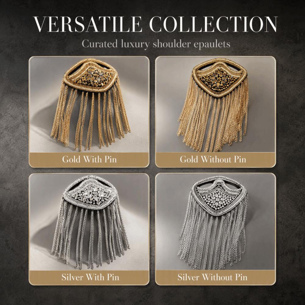 Beaded Decoration Shoulder Brooch Pin Metal Punk Style Shoulder Badge Clothing Accessories