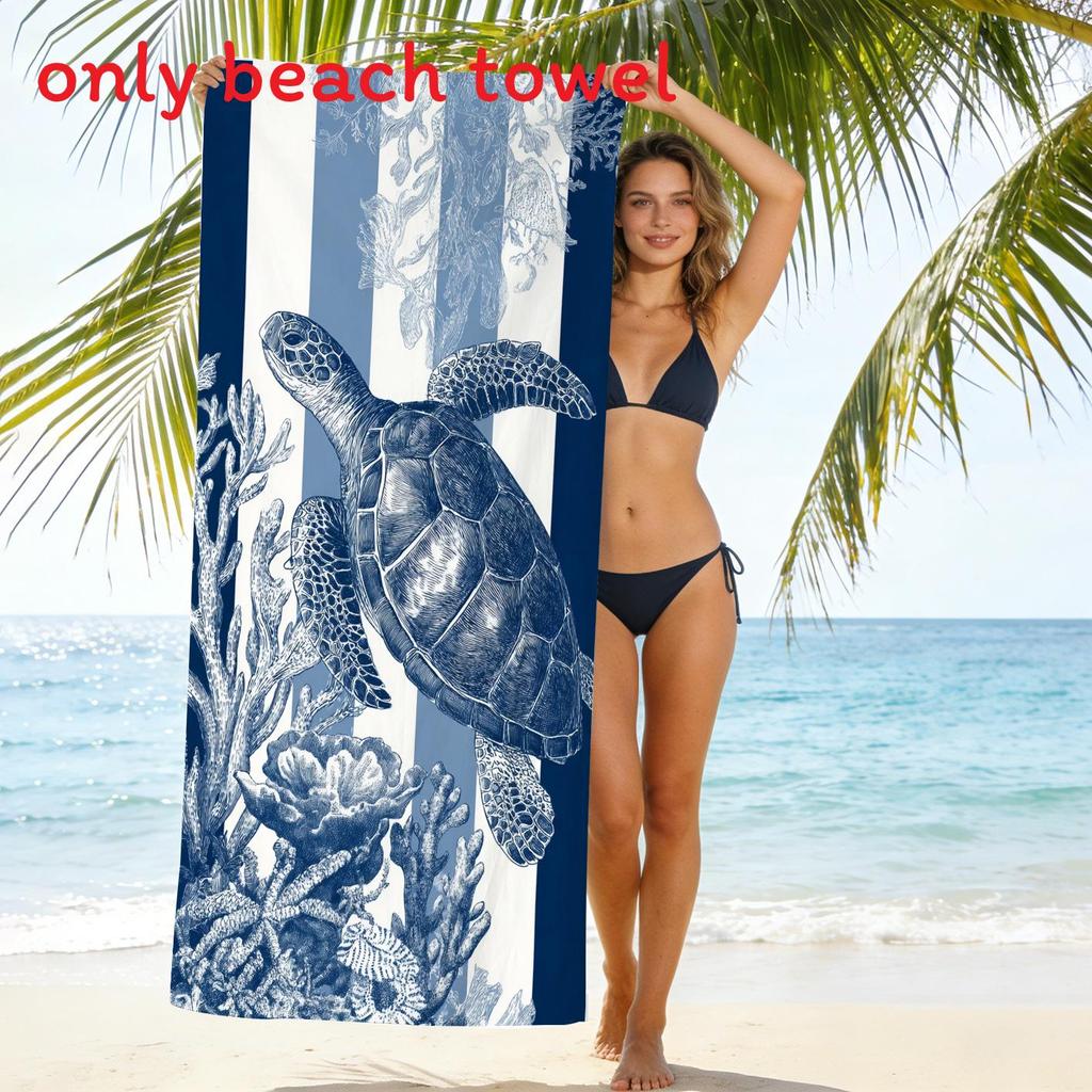 Polyester Stripe Pattern Beach Towel With Quickdry Technology For Vacation And Pool Use