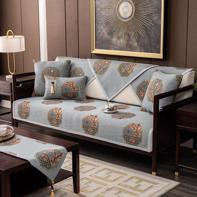 Chinese Jacquard Sofa Protector Cover For Living Room Stretch Sofa Cushion Mat Couch Covers Thicken Chair Sofa Towel Home Decor