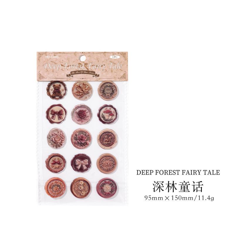 1pack/15pcs Vintage Lacquer drip adhesive stickers Decorative Hand Account Diary Album Scrapbooking accessories Craft Supplies