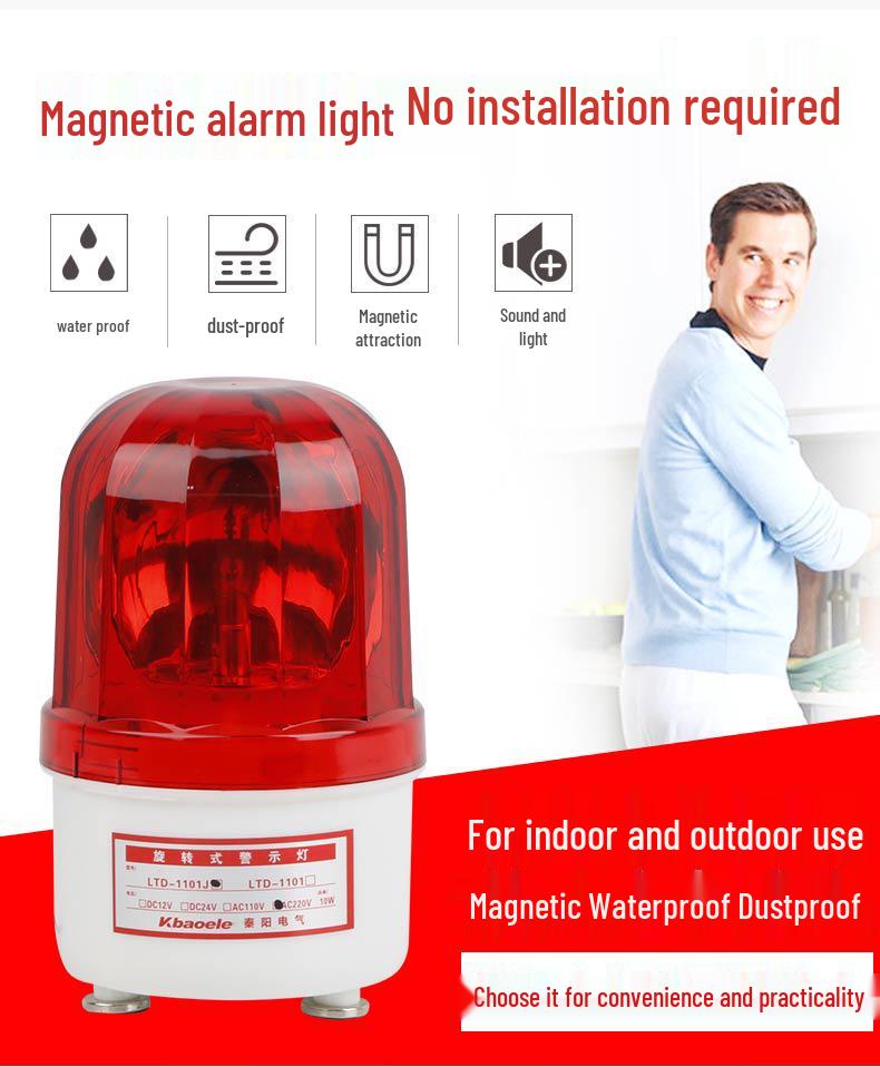 Magnetic Rotating Strobe Warning Light with Sound Alarm, Ceiling Mount, 220V