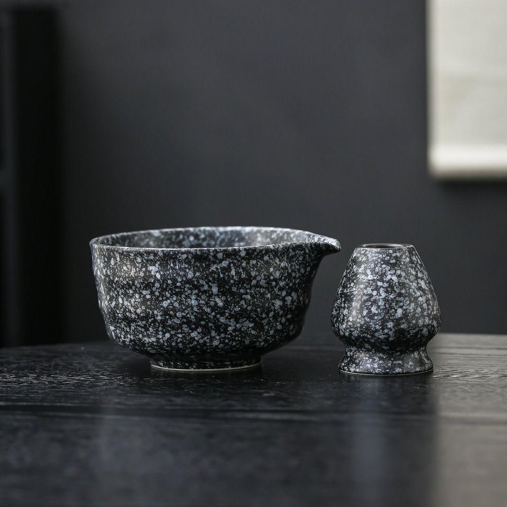 2 Stück Handgefertigtes Keramik-Matcha-Werkzeug Wiederverwendbares Matcha-Tee-Set Matcha-Schalen-Set Tisch
