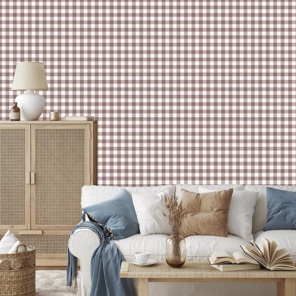 Wallpaper Fabric Pattern Red, Light Gray and White 50x1000