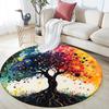 Colorful Tree Round Area Rug,Carpet Rug for Living Room Bedroom Sofa Playroom Decor,Non-slip Floor Mat